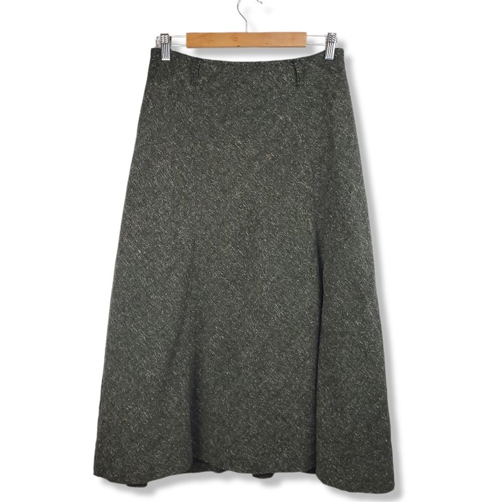 White Stag Grey-Brown Tweed/ Speckled A-line Midi Skirt Size 8